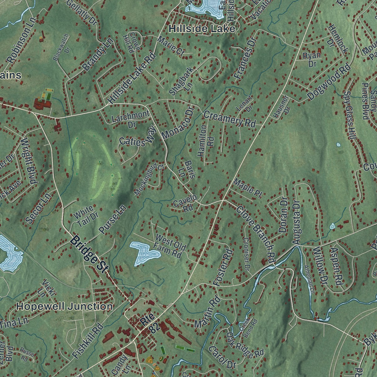 Close-up 2 of the East Fishkill, New York map artwork