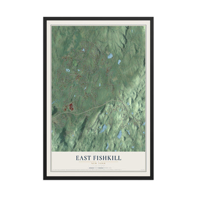 East Fishkill, New York map print, 12" x 18" W/ Black Ayous Wood Frame mockup