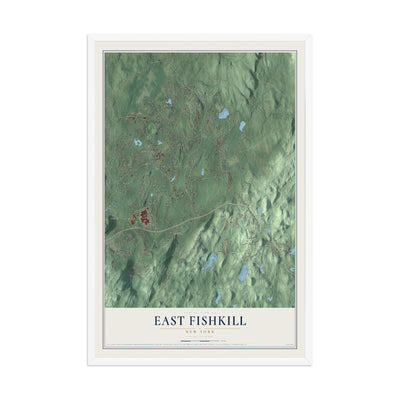 East Fishkill, New York map print, 12" x 18" W/ White Ayous Wood Frame mockup