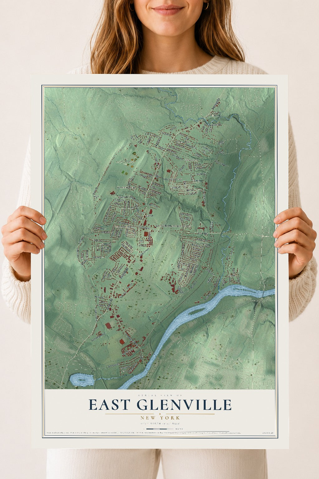 East Glenville, New York map print, 18" x 24" Archival Matte Print mockup