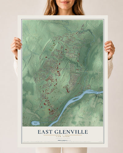 East Glenville, New York map print, 24" x 36" Archival Matte Print mockup
