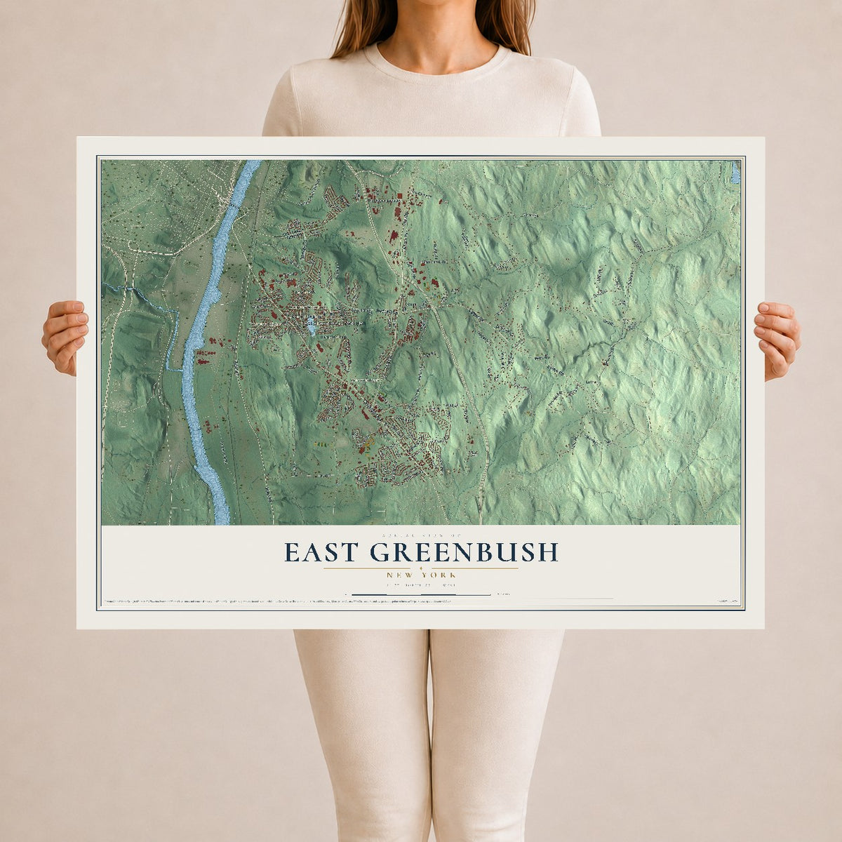 East Greenbush, New York map print, 24" x 36" Archival Matte Print mockup