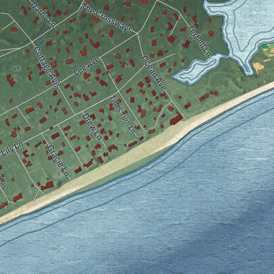 Close-up 2 of the East Hampton, New York map artwork