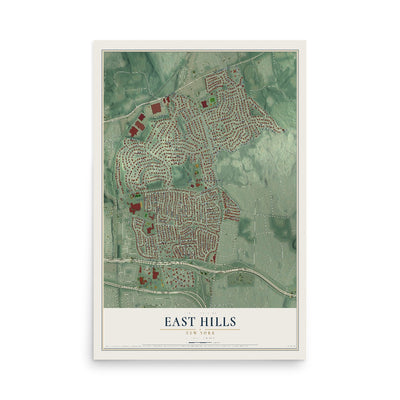 East Hills, New York map print, 12" x 18" Archival Matte Print mockup