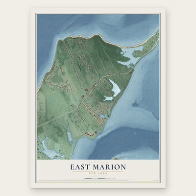 East Marion, New York map print, the full design