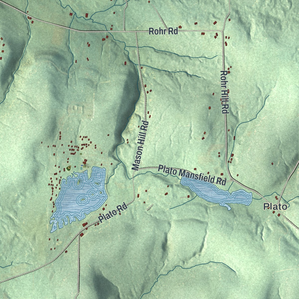 Close-up 2 of the East Otto, New York map artwork
