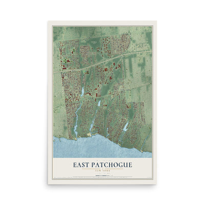 East Patchogue, New York map print, 12" x 18" Archival Matte Print mockup