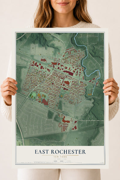 East Rochester, New York map print, 18" x 24" Archival Matte Print mockup
