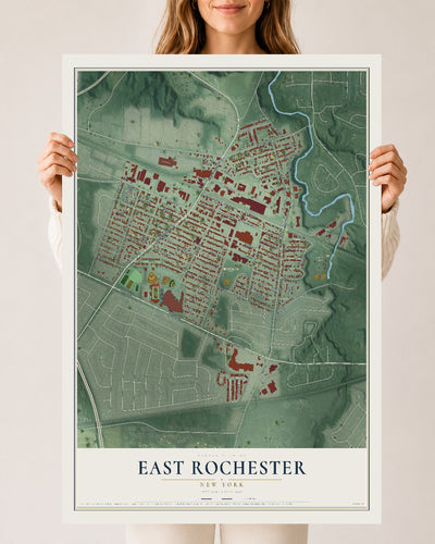 East Rochester, New York map print, 24" x 36" Archival Matte Print mockup