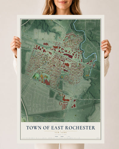 Map of the Town of East Rochester, New York, 24 x 36 inch unframed archival matte print