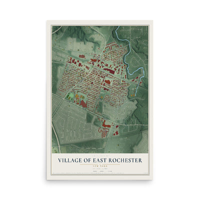 East Rochester, New York map print, 12" x 18" Archival Matte Print mockup