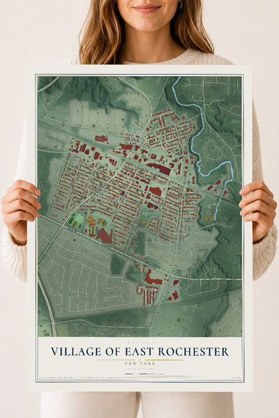 East Rochester, New York map print, 18" x 24" Archival Matte Print mockup