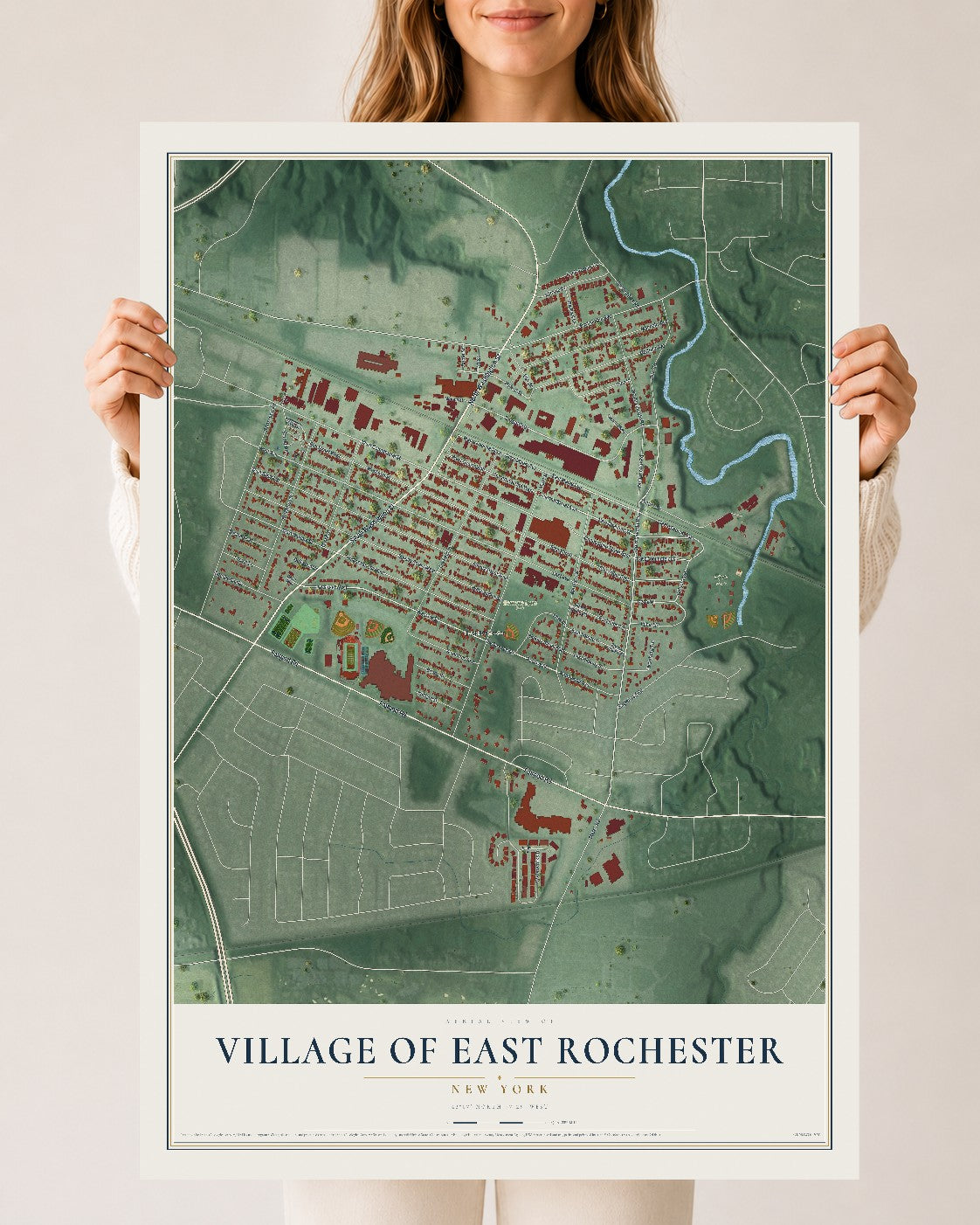 East Rochester, New York map print, 24" x 36" Archival Matte Print mockup