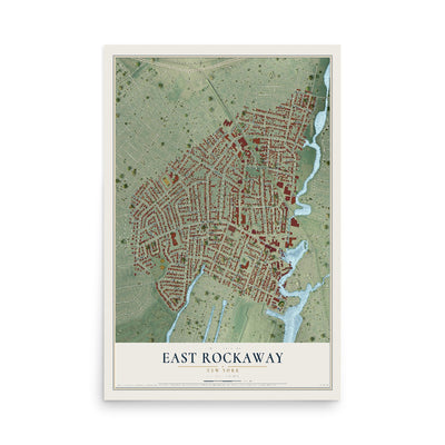 East Rockaway, New York map print, 12" x 18" Archival Matte Print mockup