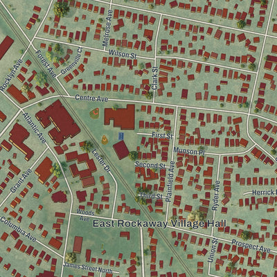 Close-up 2 of the East Rockaway, New York map artwork