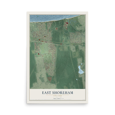 East Shoreham, New York map print, 12" x 18" Archival Matte Print mockup
