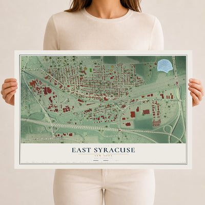 East Syracuse, New York map print, 12" x 18" Archival Matte Print mockup