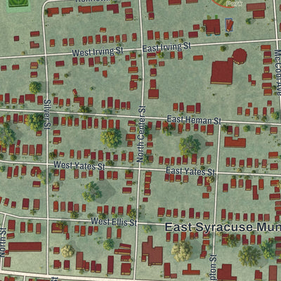 Close-up 1 of the East Syracuse, New York map artwork