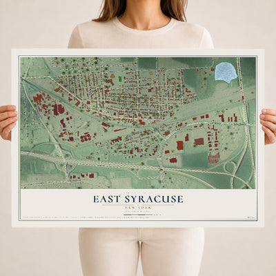 East Syracuse, New York map print, 18" x 24" Archival Matte Print mockup