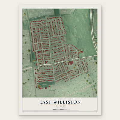 East Williston, New York map print, the full design