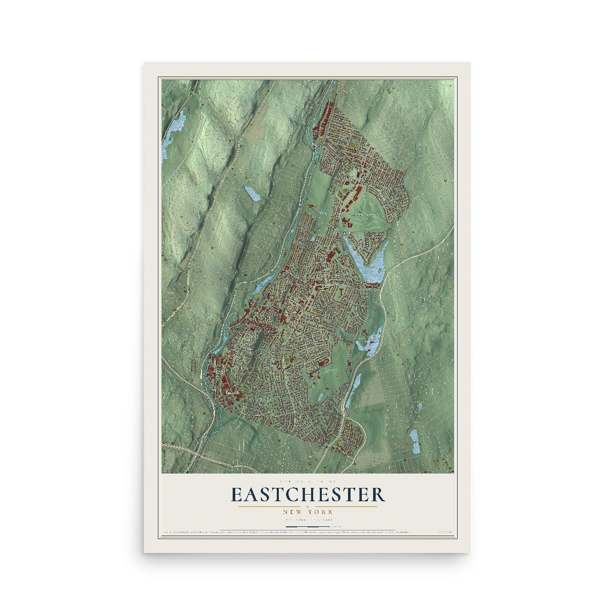 Eastchester, New York map print, 12" x 18" Archival Matte Print mockup