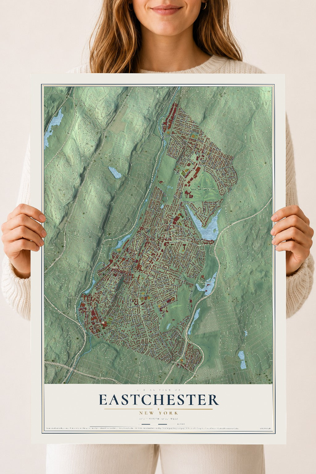 Eastchester, New York map print, 18" x 24" Archival Matte Print mockup