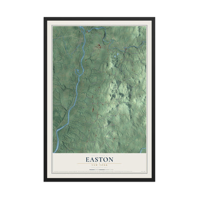 Easton, New York map print, 12" x 18" W/ Black Ayous Wood Frame mockup