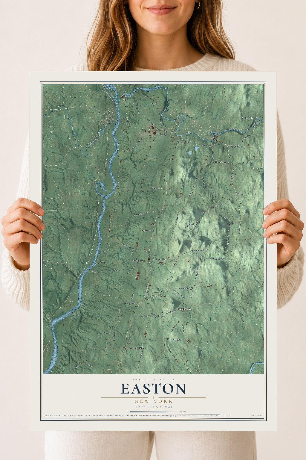 Easton, New York map print, 18" x 24" Archival Matte Print mockup