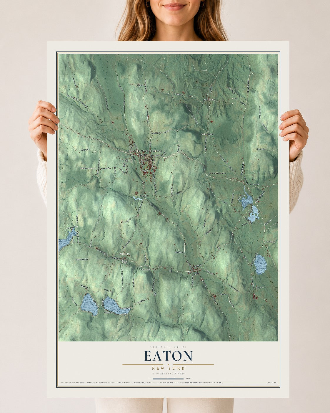 Eaton, New York map print, 24" x 36" Archival Matte Print mockup