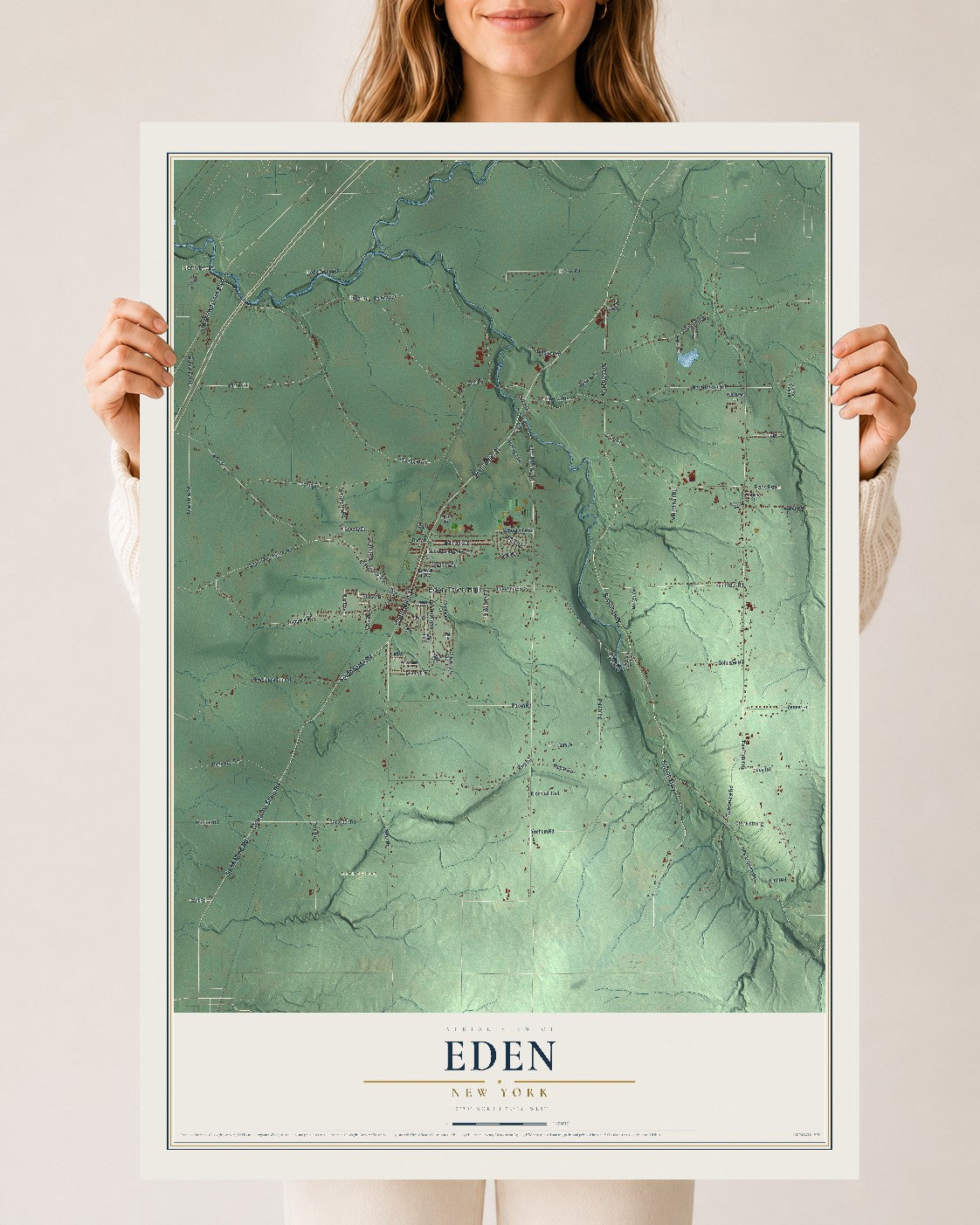 Eden, New York map print, 24" x 36" Archival Matte Print mockup