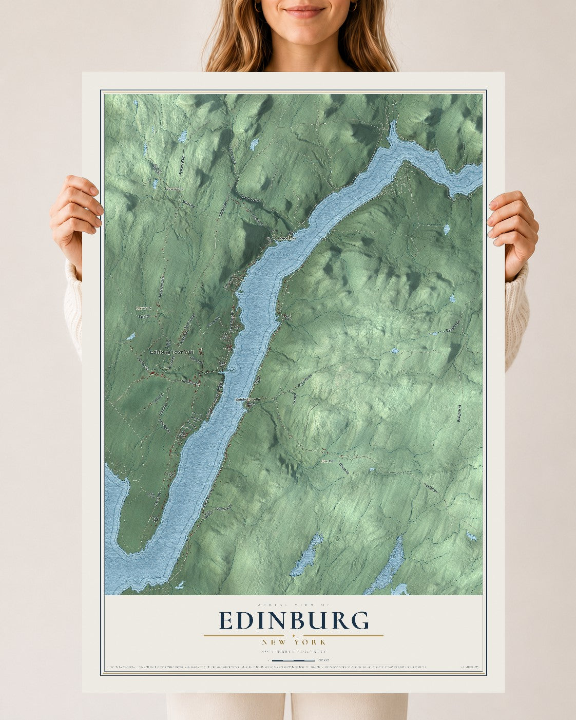 Edinburg, New York map print, 24" x 36" Archival Matte Print mockup