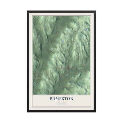 Edmeston, New York map print, 12" x 18" W/ Black Ayous Wood Frame mockup