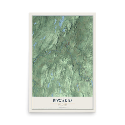 Edwards, New York map print, 12" x 18" Archival Matte Print mockup
