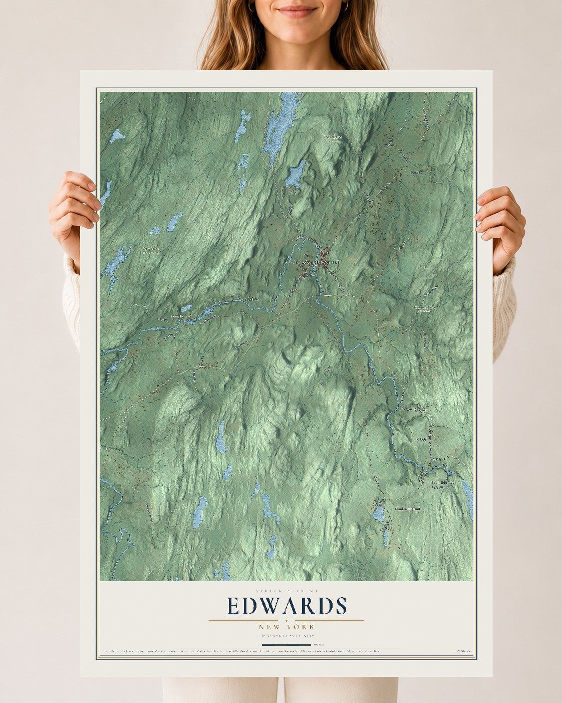 Edwards, New York map print, 24" x 36" Archival Matte Print mockup