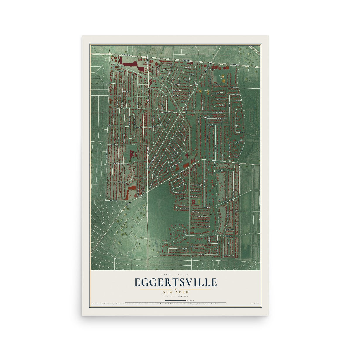 Eggertsville, New York map print, 12" x 18" Archival Matte Print mockup