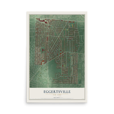 Eggertsville, New York map print, 12" x 18" Archival Matte Print mockup