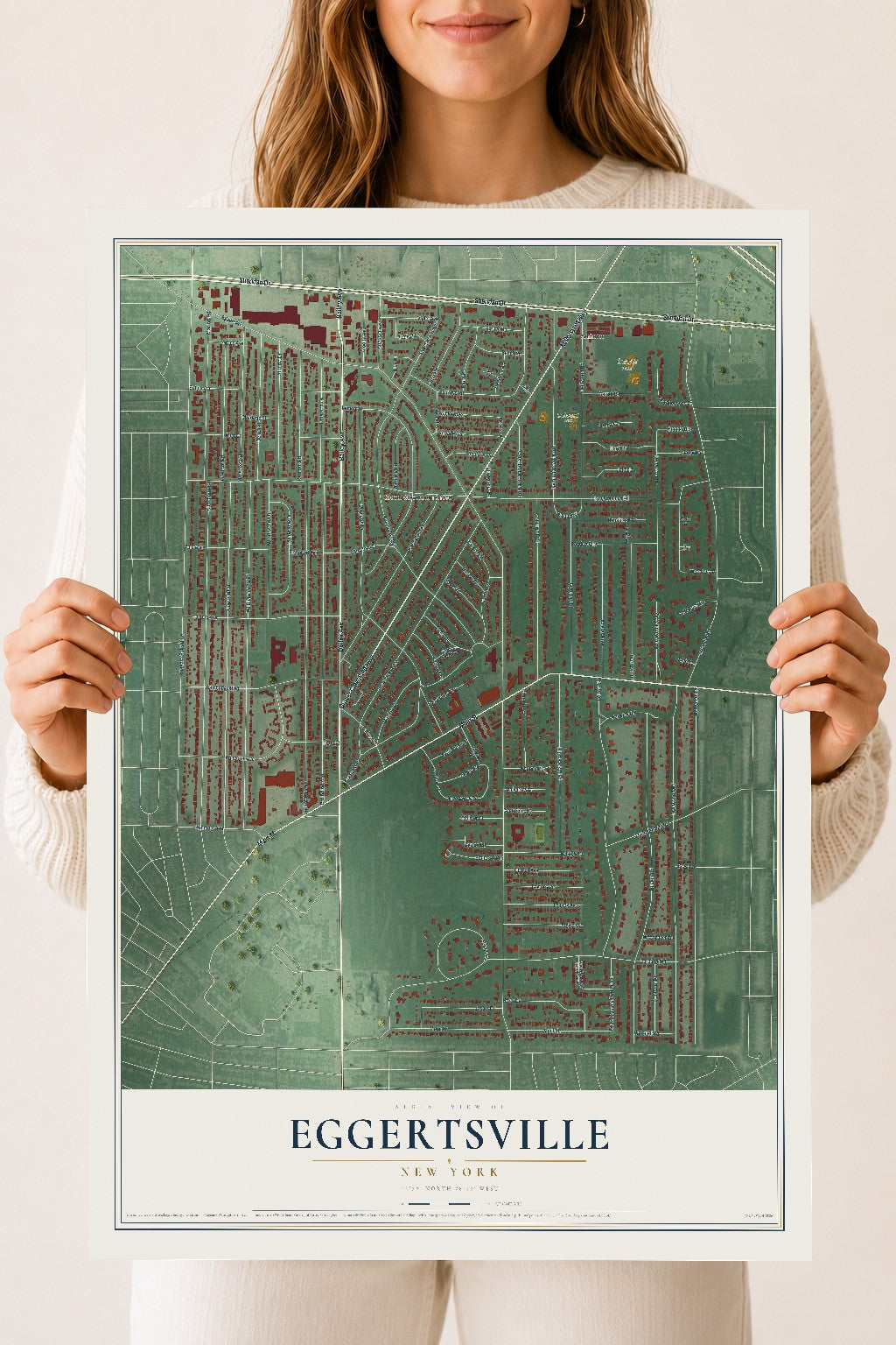 Eggertsville, New York map print, 18" x 24" Archival Matte Print mockup