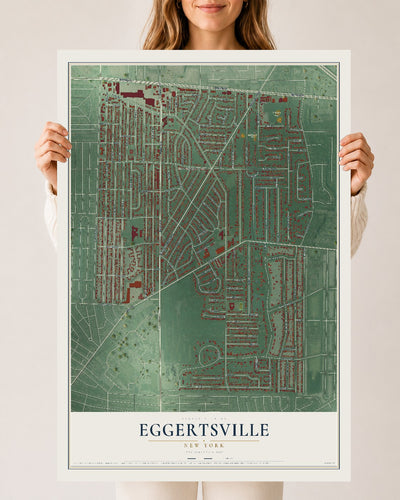Eggertsville, New York map print, 24" x 36" Archival Matte Print mockup