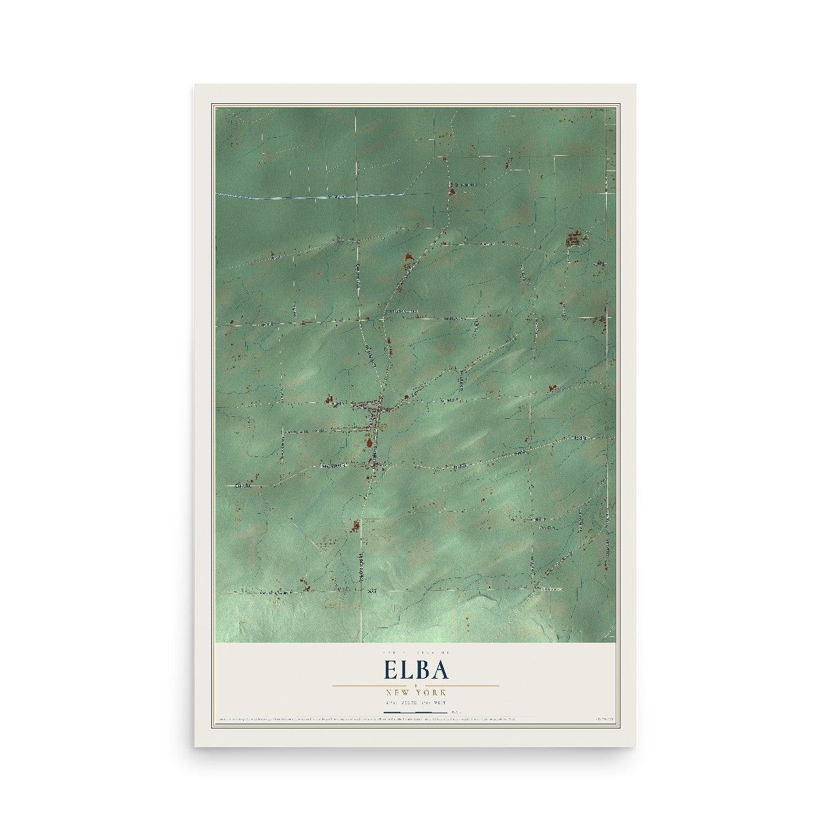Elba, New York map print, 12" x 18" Archival Matte Print mockup