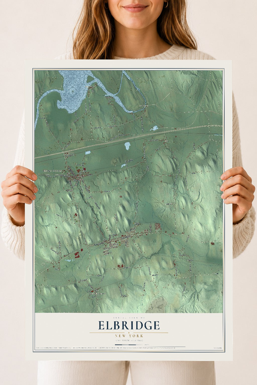 Elbridge, New York map print, 18" x 24" Archival Matte Print mockup