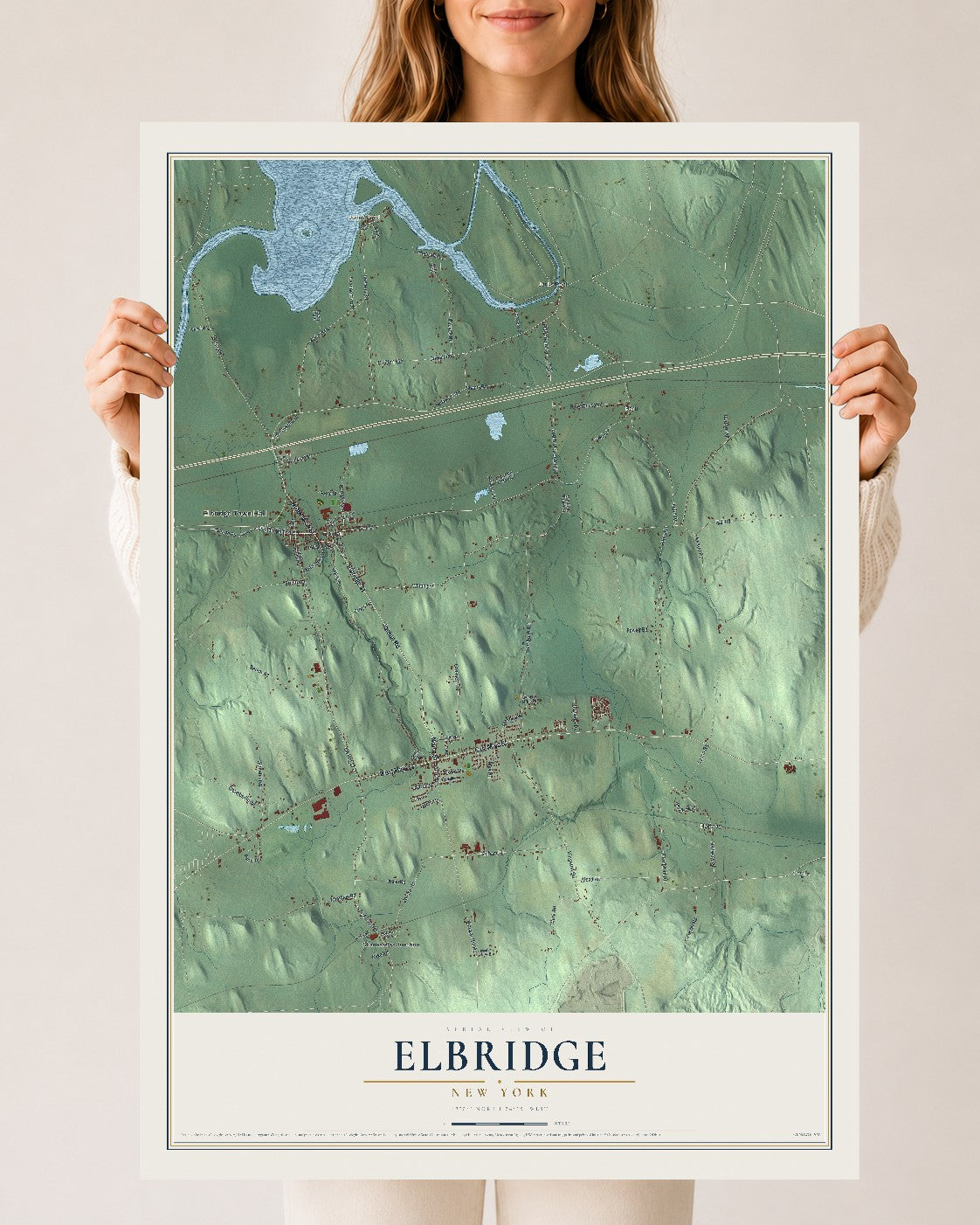 Elbridge, New York map print, 24" x 36" Archival Matte Print mockup