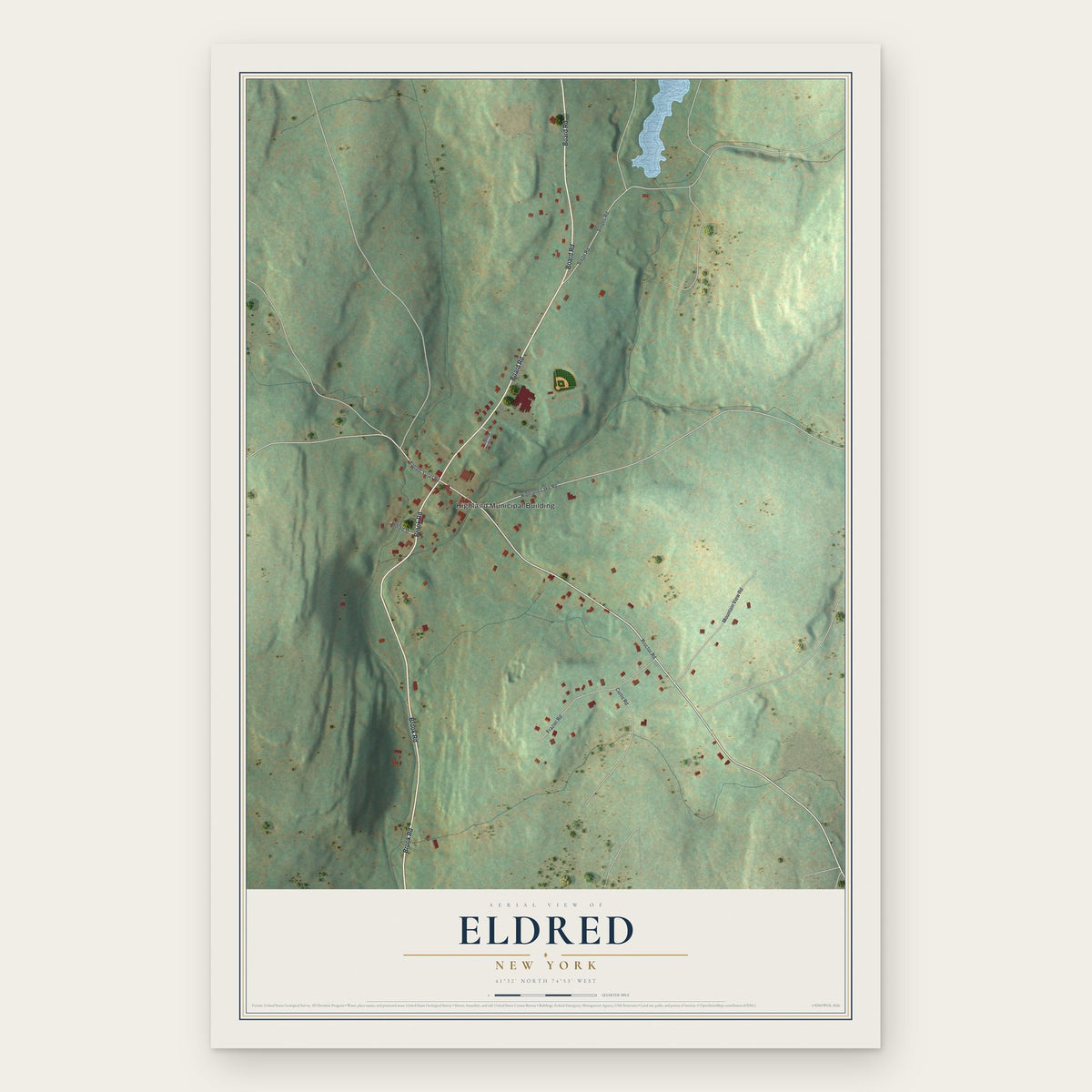 Eldred, New York map print, the full design