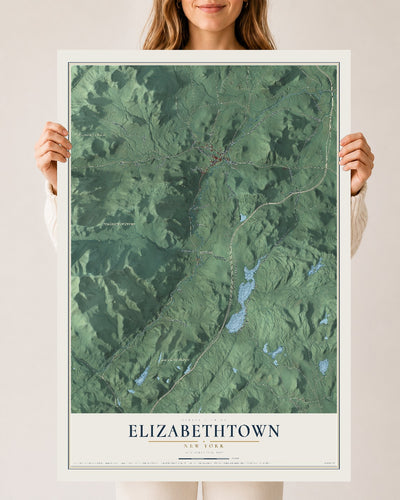 Elizabethtown, New York map print, 24" x 36" Archival Matte Print mockup