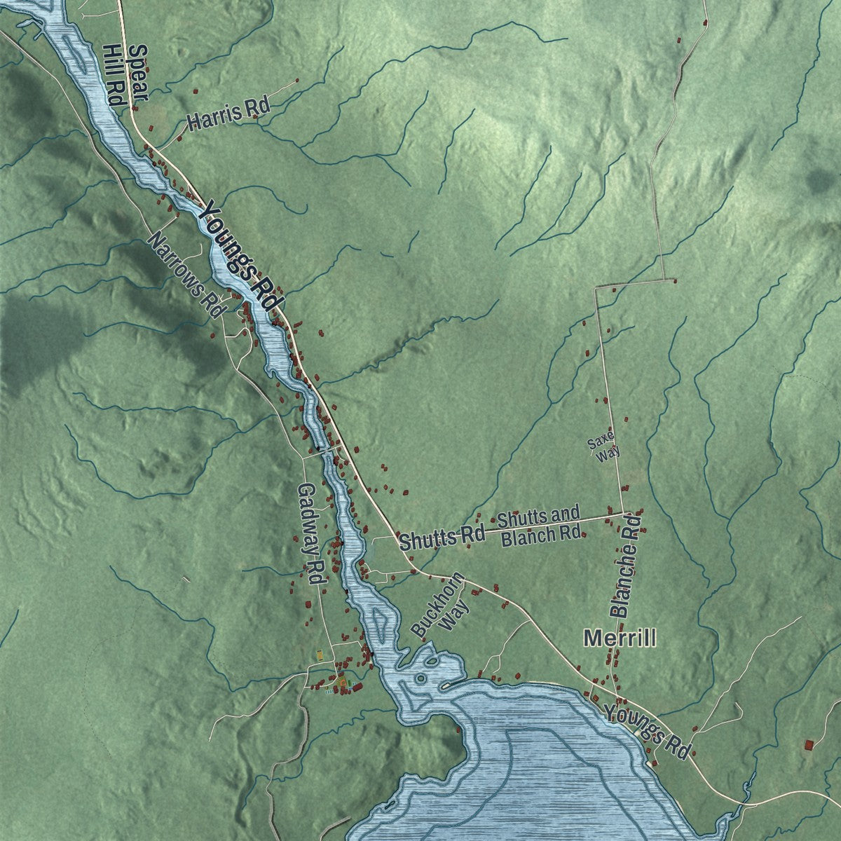 Close-up 1 of the Ellenburg, New York map artwork
