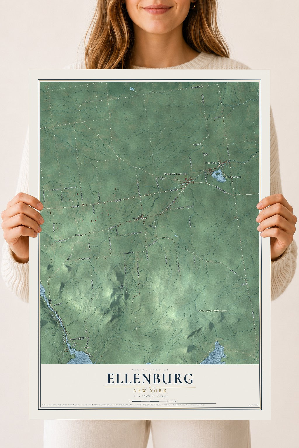 Ellenburg, New York map print, 18" x 24" Archival Matte Print mockup