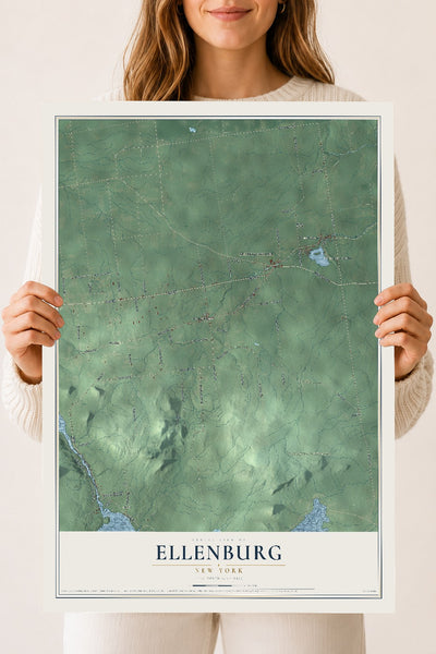 Ellenburg, New York map print, 18" x 24" Archival Matte Print mockup