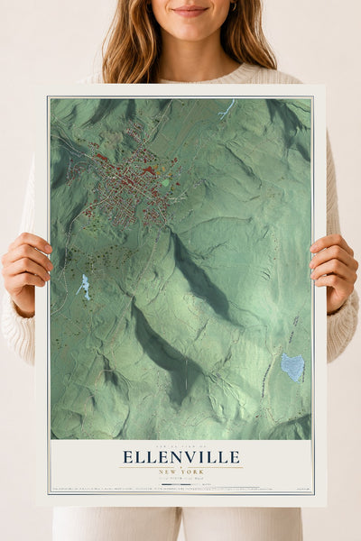 Ellenville, New York map print, 18" x 24" Archival Matte Print mockup