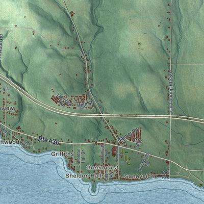 Close-up 2 of the Ellery, New York map artwork
