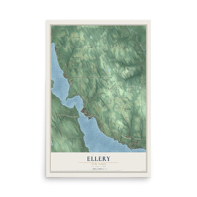 Ellery, New York map print, 12" x 18" Archival Matte Print mockup
