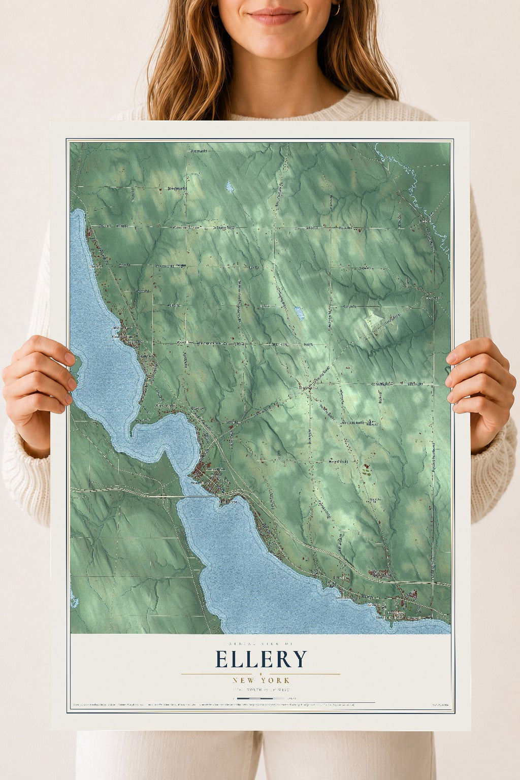 Ellery, New York map print, 18" x 24" Archival Matte Print mockup